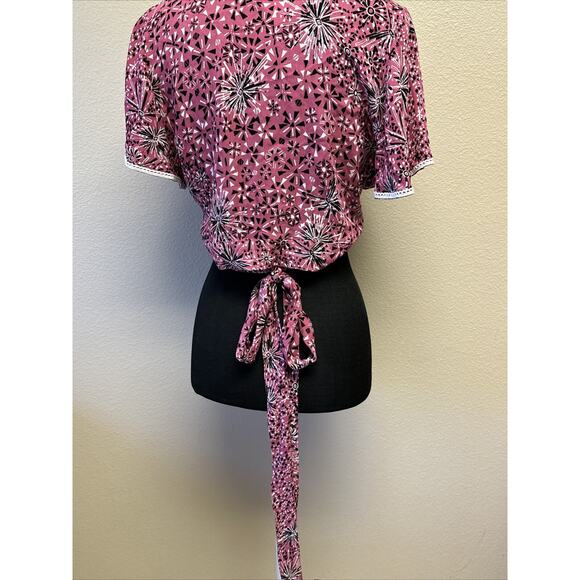 NWT Poupette St Barth XS Nola V-Neck Wrap Tie Blouse Flirty Boho Y2K Romantic - Picture 4 of 10
